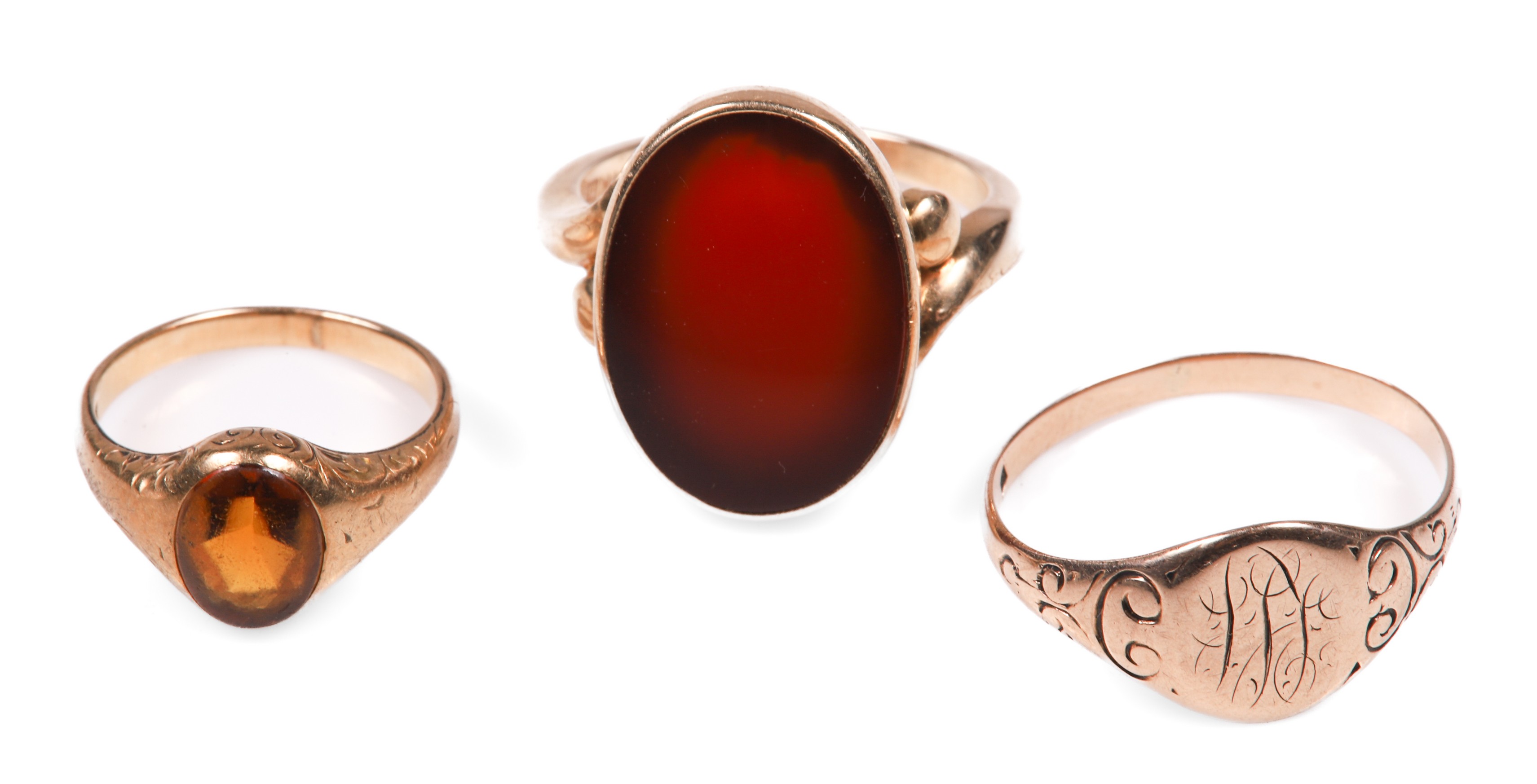 (3) 10K and 14K yellow gold rings