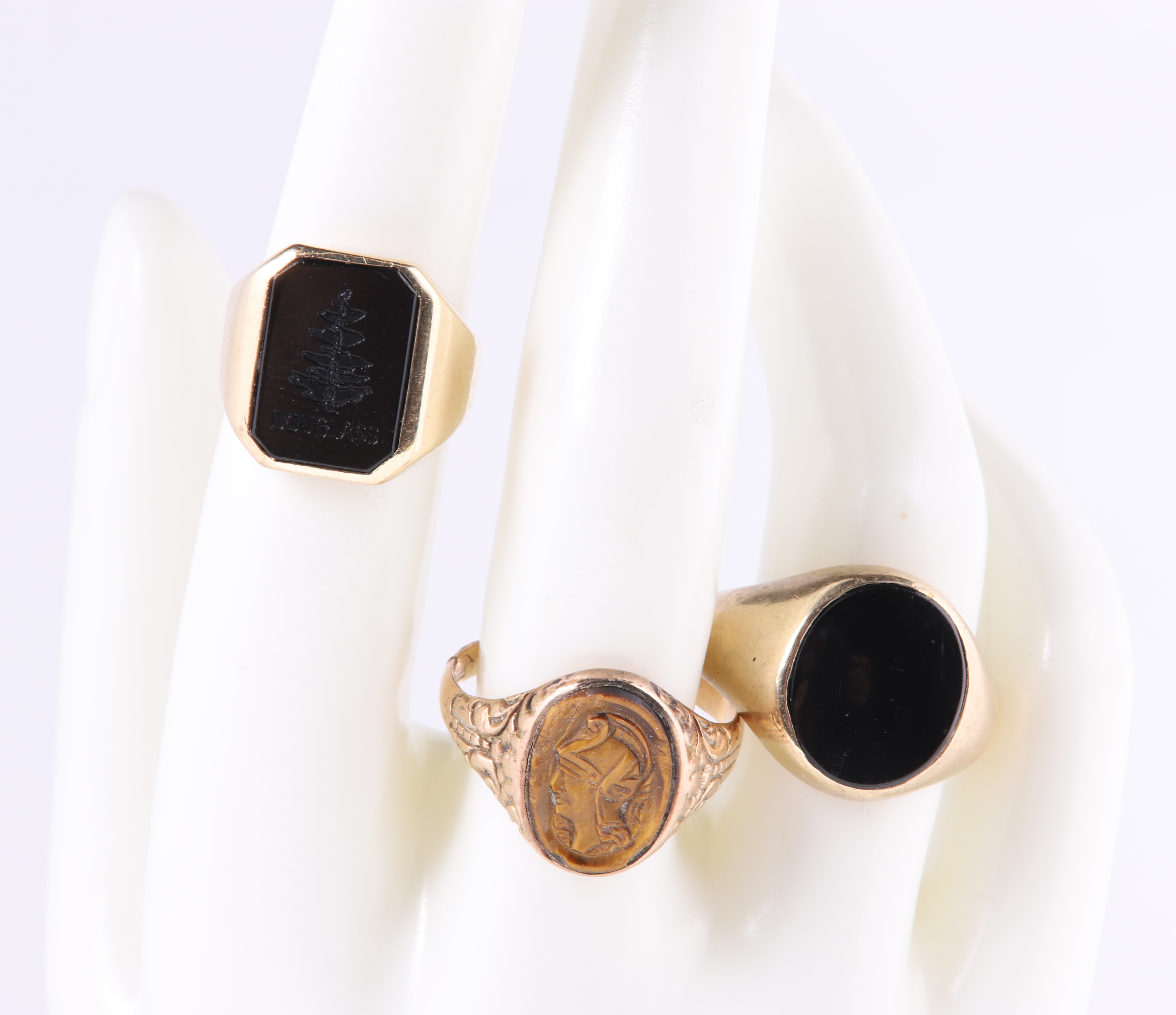 (3) 10K yellow gold mens rings to