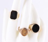 (3) 10K yellow gold mens rings