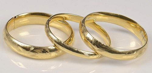 3 14K BANGLE BRACELETSThree 14K
