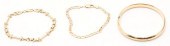 3 14K BRACELETS, INCL. ETCHED