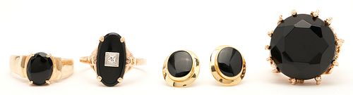3 14K GOLD & BLACK ONYX RINGS