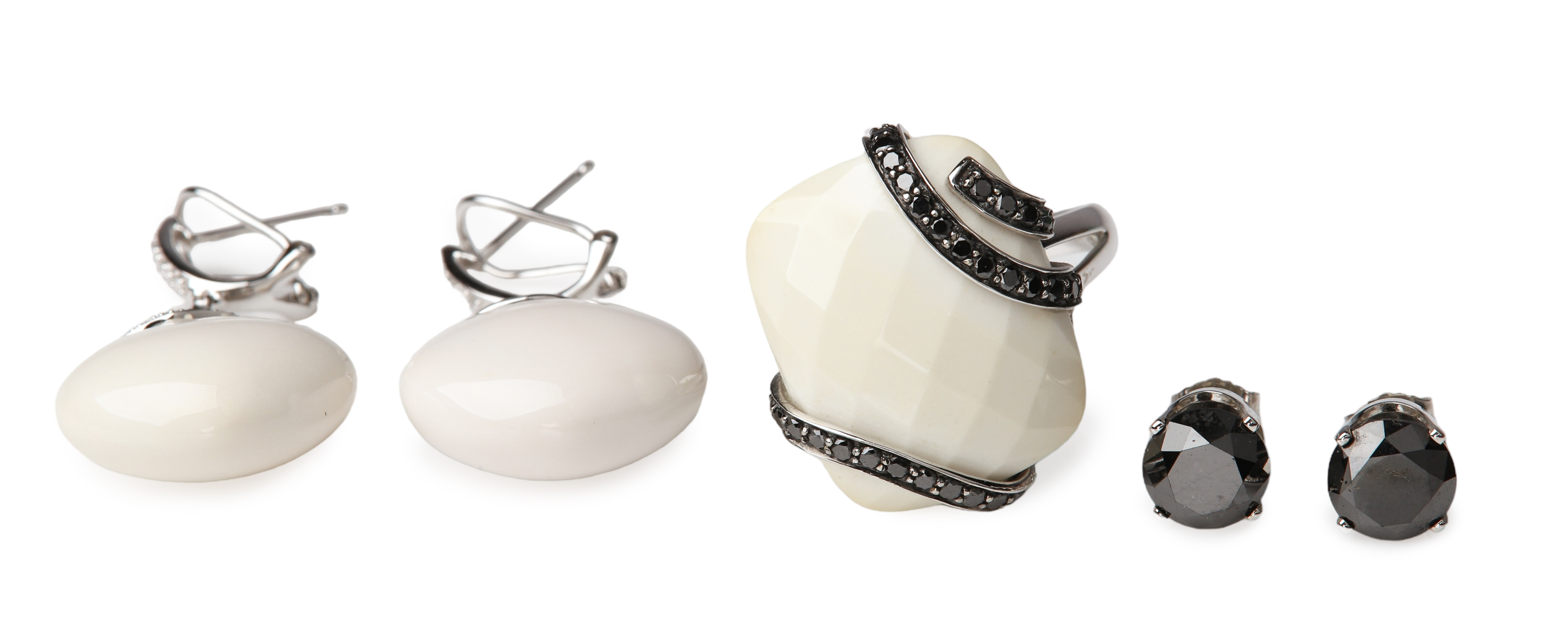(3) 14K onyx and diamond ring and