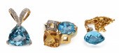(3) 14K Yellow Gold Blue Topaz