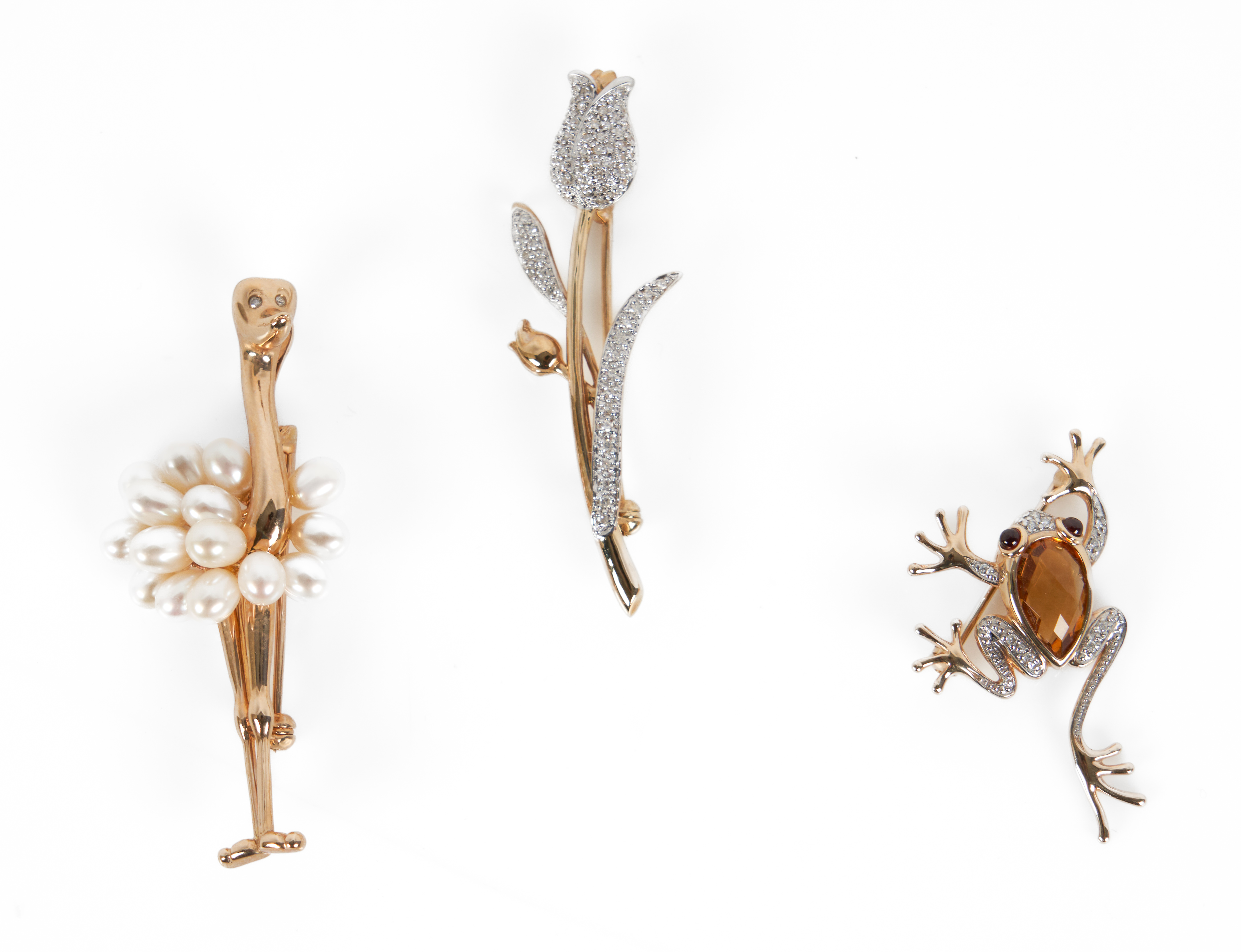 (3) 14K Yellow gold figural