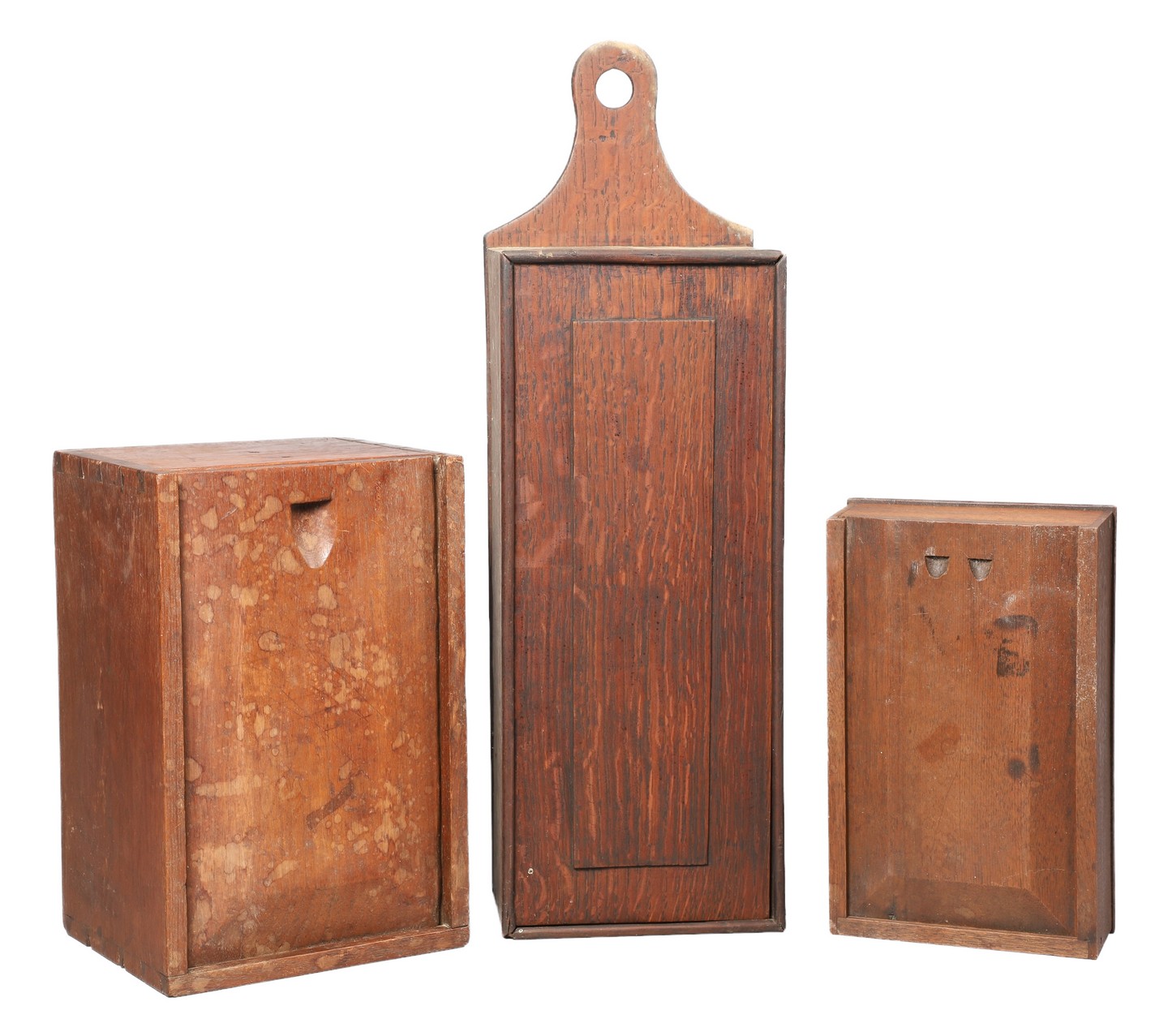 (3) 19th c candle boxes to