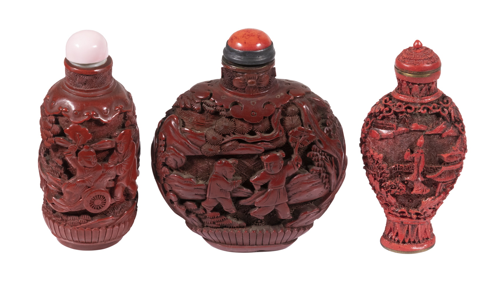(3) 19TH C. CHINESE CINNABAR