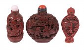 (3) 19TH C. CHINESE CINNABAR S
