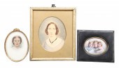 (3) 19th C painted portraits t