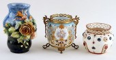 3 19TH C. VASES GLASS & CERAMI