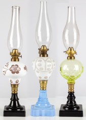 (3) 19TH CENTURY OIL LAMPS Whi