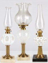 (3) 19TH CENTURY OIL LAMPS Whi