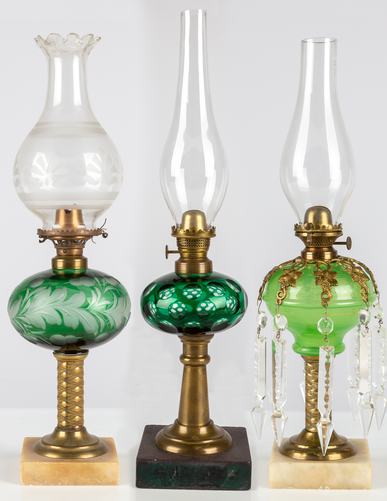 (3) 19TH CENTURY OIL LAMPS Deep