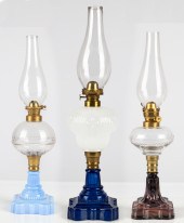(3) 19TH CENTURY OIL LAMPS Att