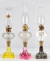 (3) 19TH CENTURY OIL LAMPS Can