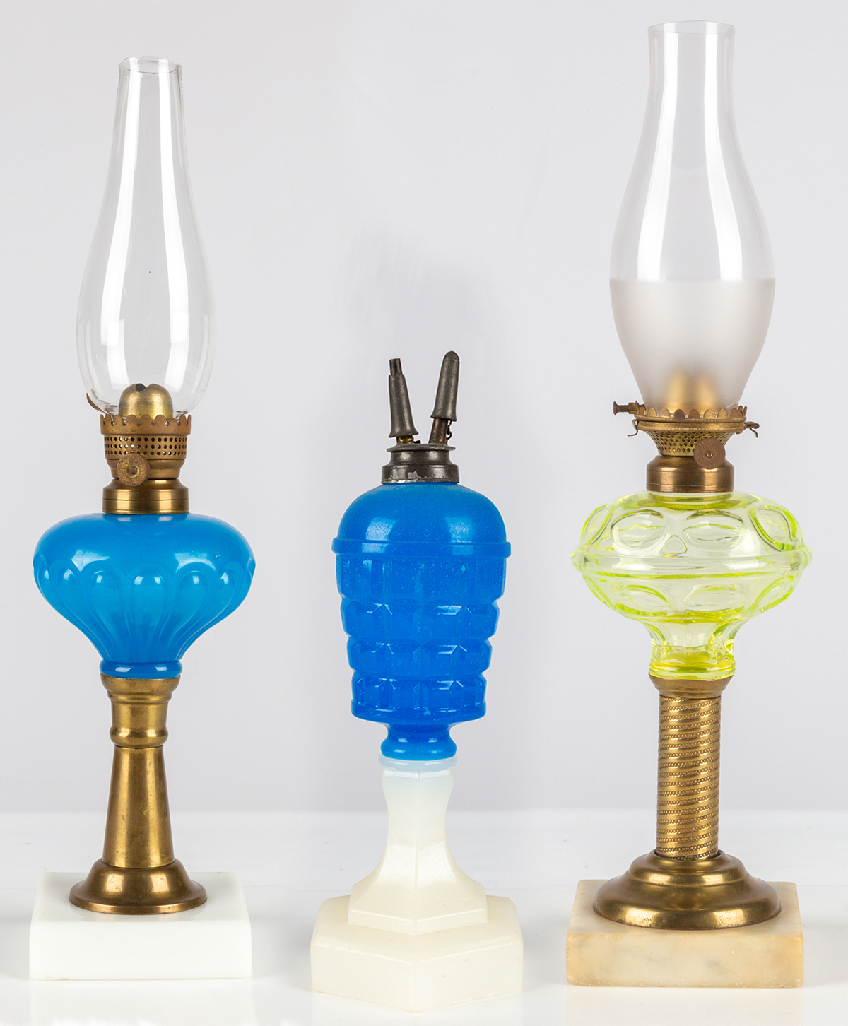 (3) 19TH CENTURY OIL LAMPS