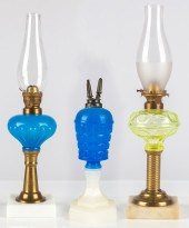 (3) 19TH CENTURY OIL LAMPS Att