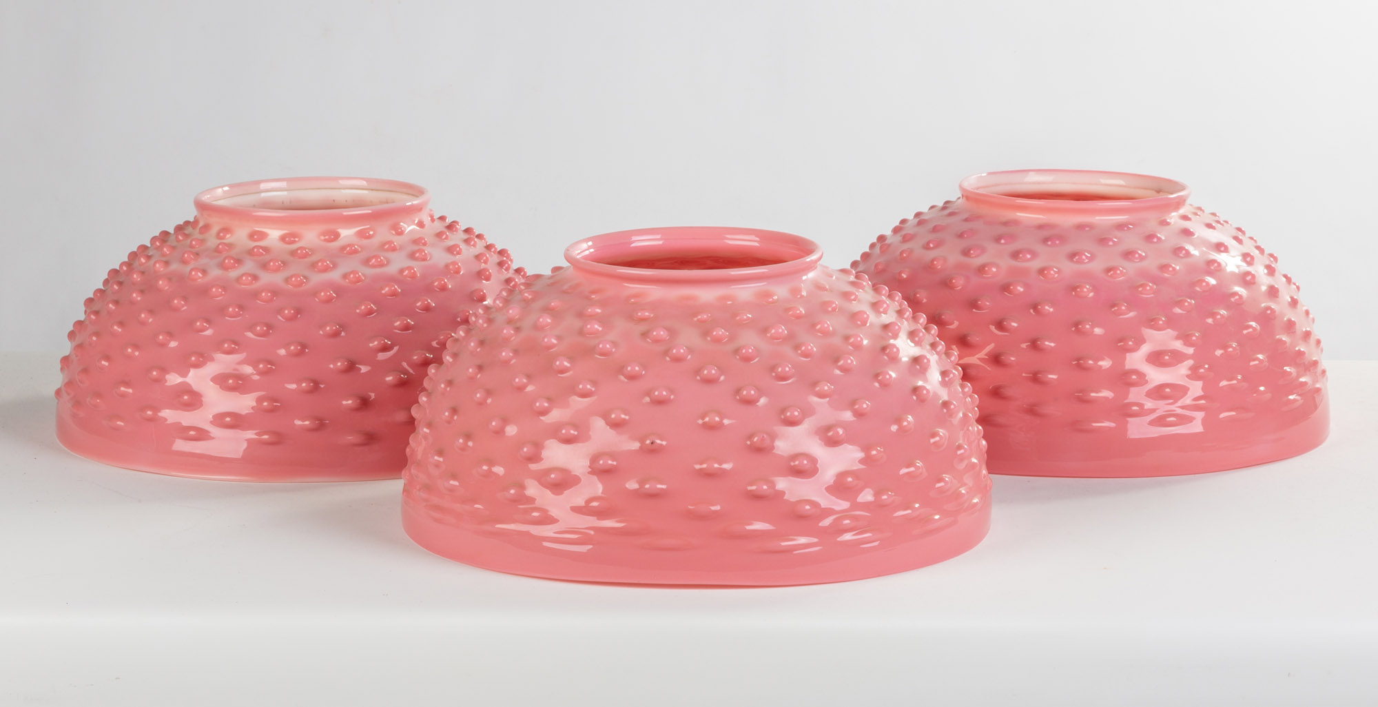 (3) 19TH CENTURY PINK HOBNAIL ART
