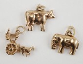 (3) 9KT GOLD BRACELET CHARMSTh