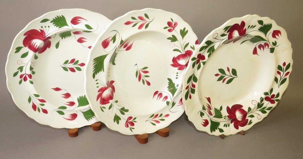 3 "ADAMS" DEEP DISHES, EARLY