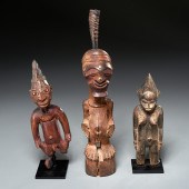 (3) AFRICAN CARVED STANDING FI