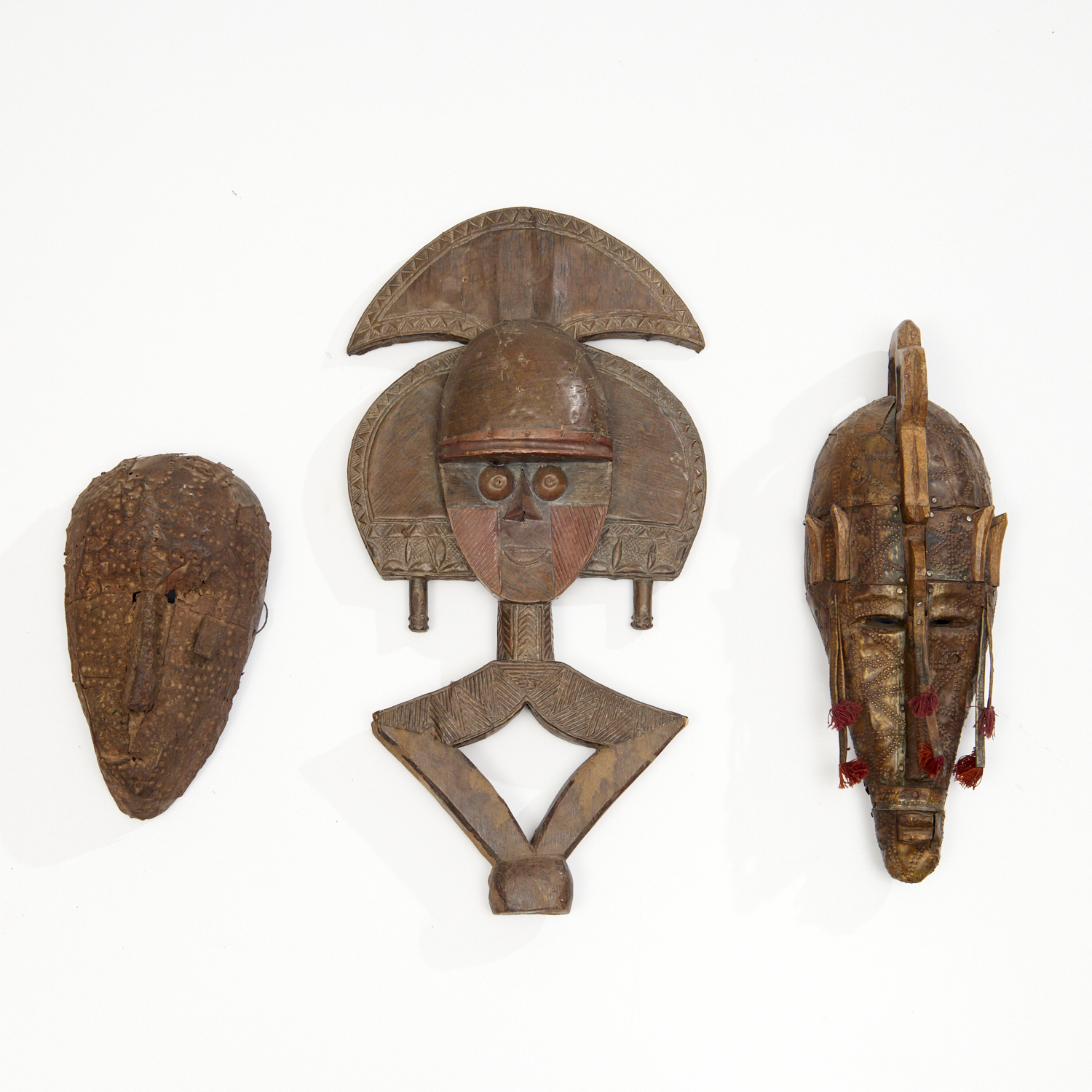 (3) AFRICAN CARVED WOOD AND METAL