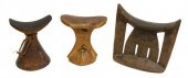 (3) AFRICAN CARVED WOOD HEADRE