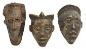 (3) AFRICAN CARVED WOOD MASKS,