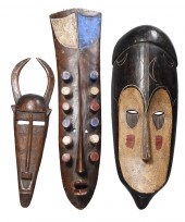 (3) African carved wood tribal