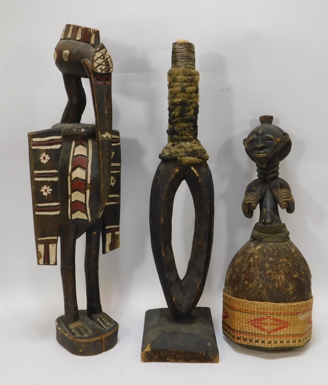 3 AFRICAN FIGURAL WOOD CARVED