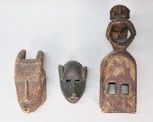 3 AFRICAN MASKS3 wood carved m
