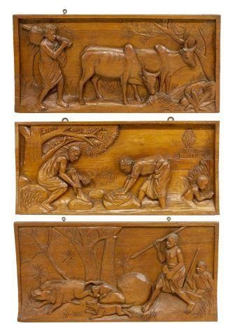 3) AFRICAN RELIEF CARVED FIGURAL