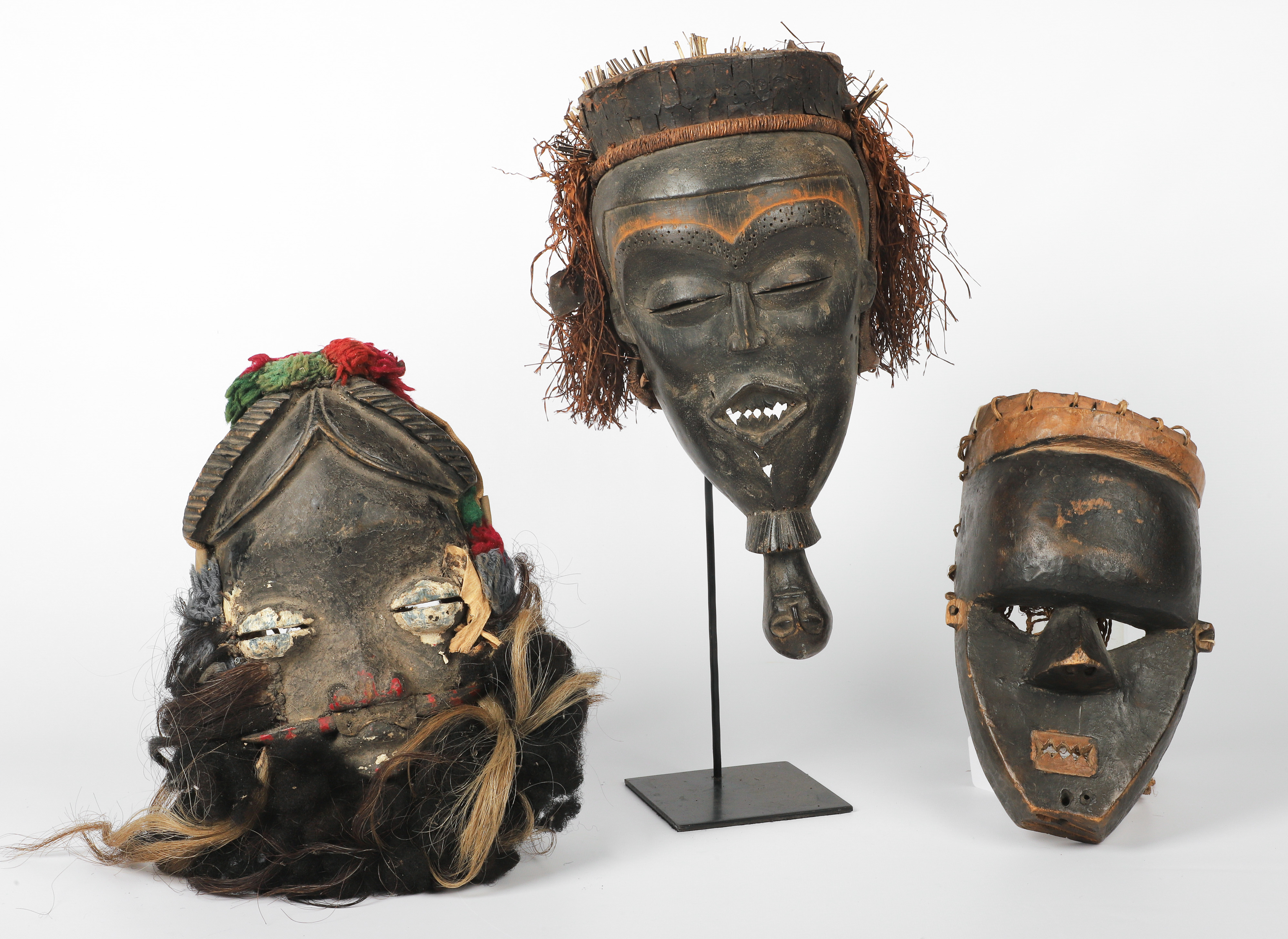 (3) African tribal ritual masks,