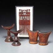 (3) AFRICAN WOOD HEADRESTS W/