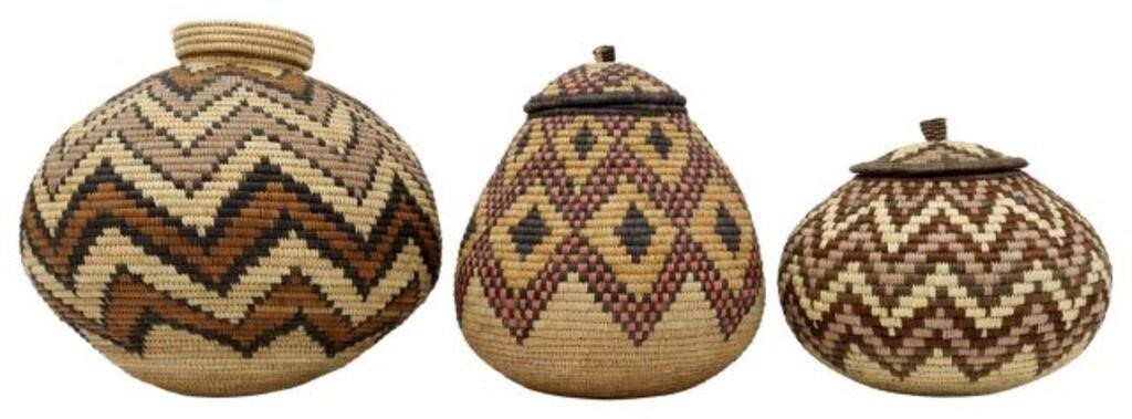 (3) AFRICAN ZULU WOVEN POLYCHROME