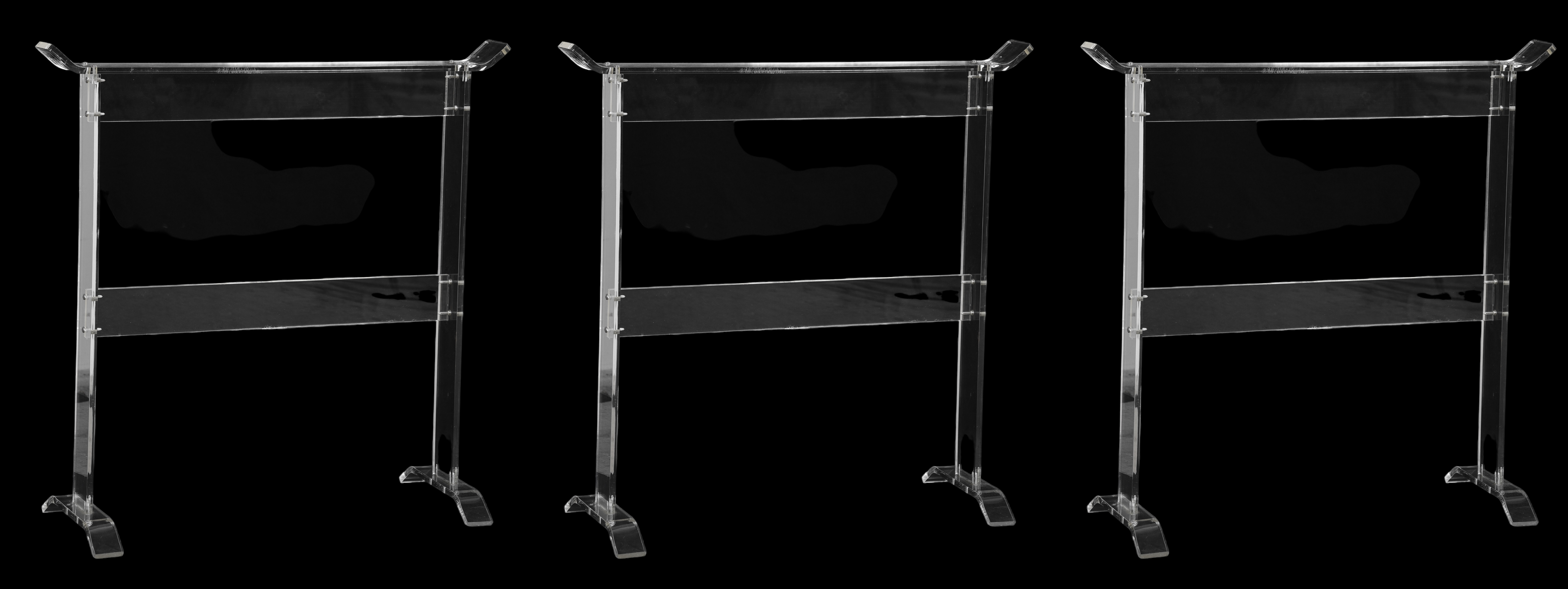 (3) Akko lucite towel racks, 35"h x