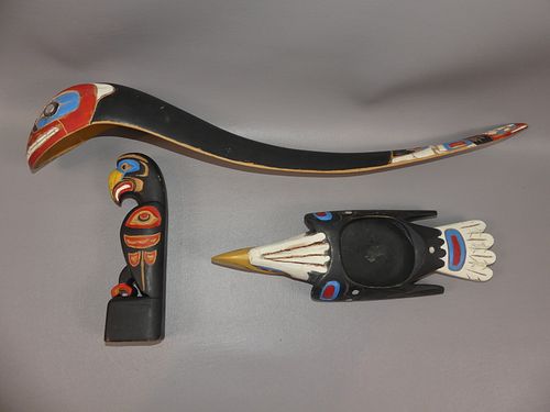 3 ALASKAN NATIVE AMERICAN CARVED
