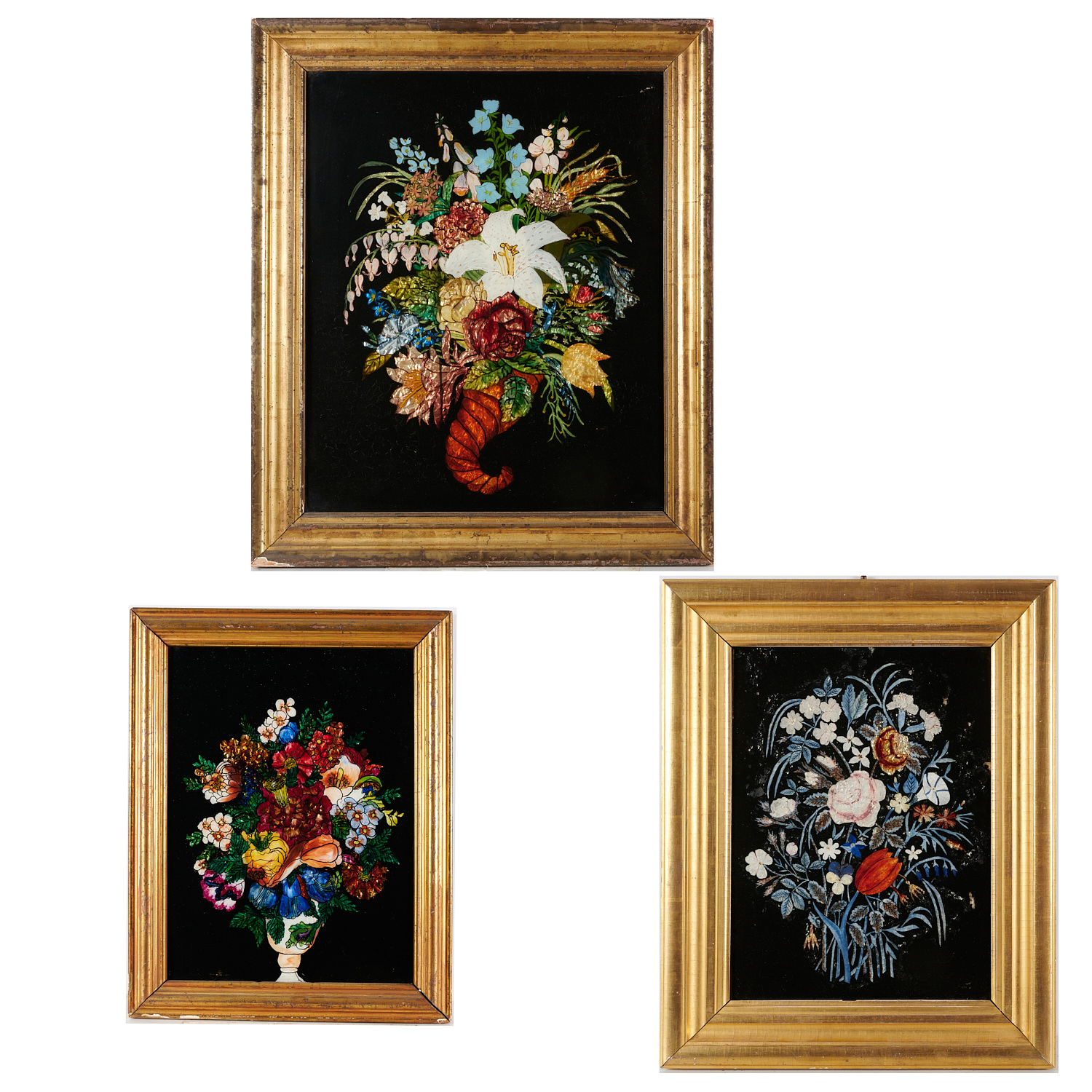(3) AMERICAN FOLK REVERSE-GLASS