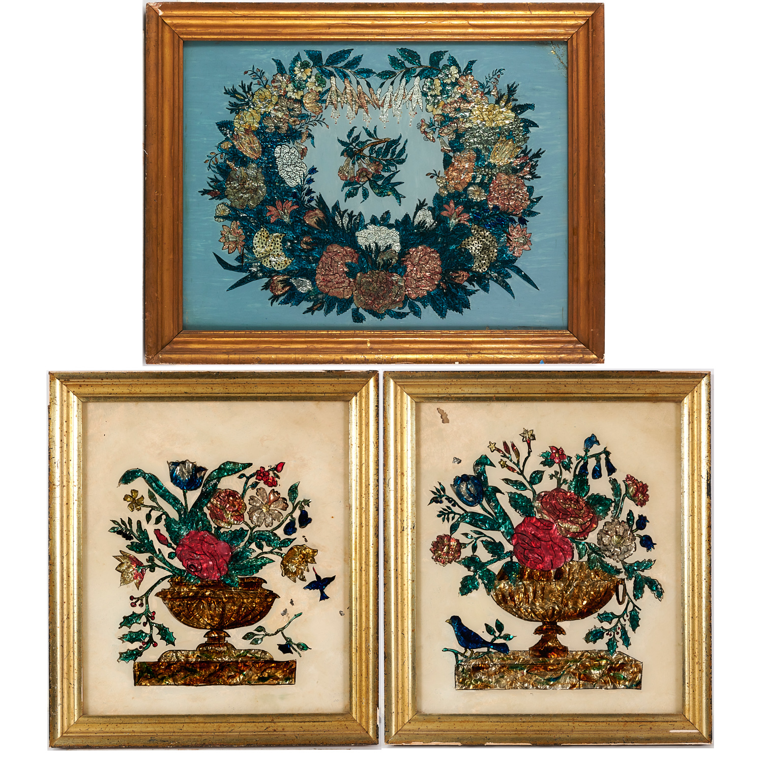 (3) AMERICAN FOLK REVERSE-GLASS
