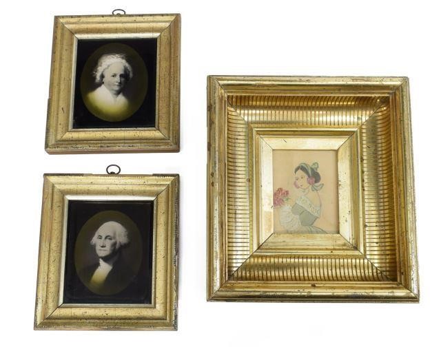 3) AMERICAN MINIATURE PORTRAIT &