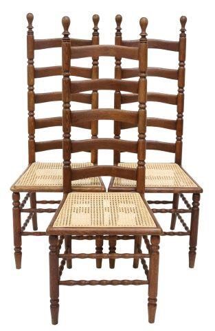 (3) AMERICAN OAK LADDER BACK CANE