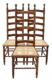 (3) AMERICAN OAK LADDER BACK C