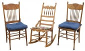 (3) AMERICAN OAK PRESSBACK CHA