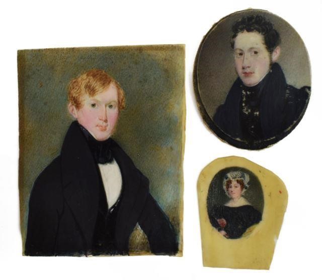 (3) AMERICAN WATERCOLOR PORTRAIT