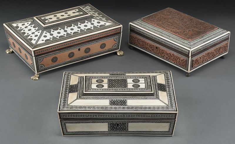 (3) Anglo-Indian ivory boxes