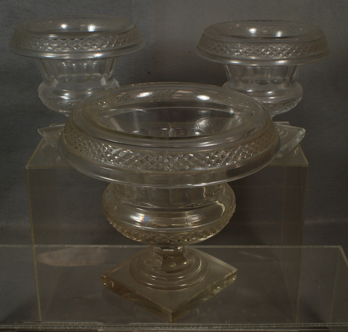 3 Anglo-Irish cut crystal garniture