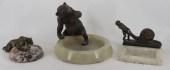 3 ANIMAL BRONZE MOUNTED ASHTRA