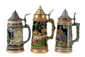 3 ANTIQUE 11 INCH GERMAN CERAM