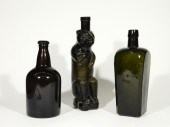 3 ANTIQUE AMBER OLIVE GIN BEAR