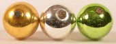 3 ANTIQUE BLOWN GLASS BALL FOR